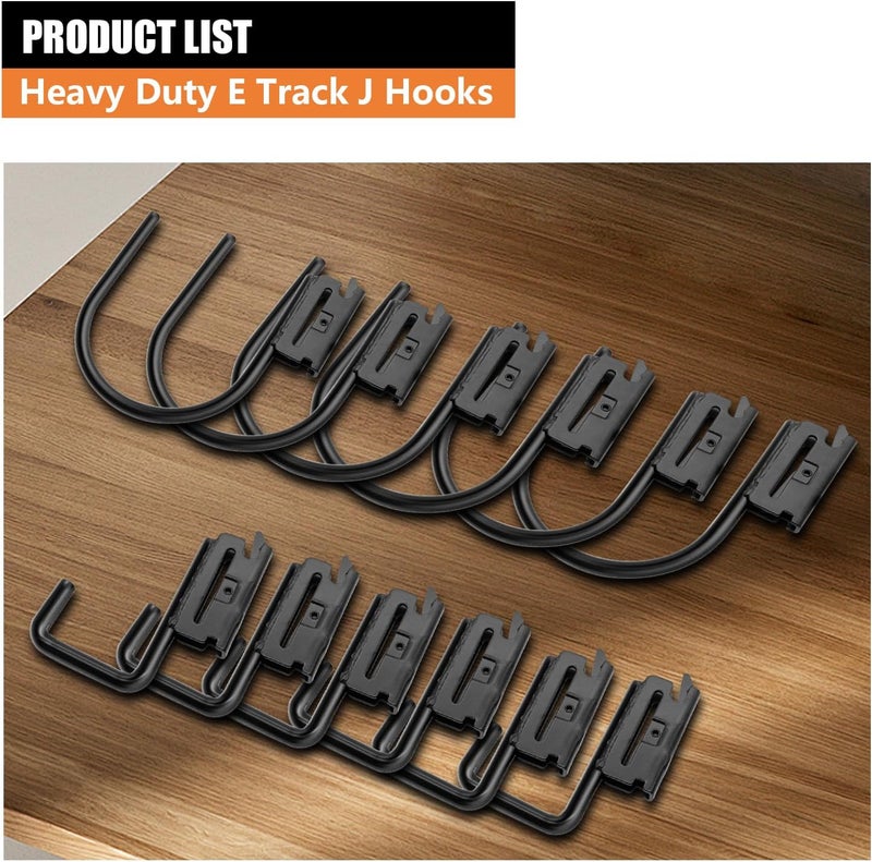 SALUINOKI 12 Pack E-Track J Hooks Heavy Duty Black, E-Track Hangers, E Track Accessories for Enclosed Trailer, Semi Truck Trailer, Cargo Van - Image 4
